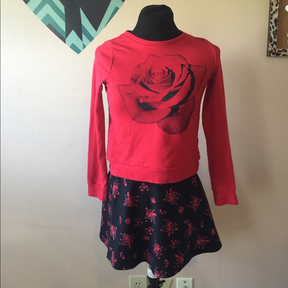 Girls rose skirt and top set